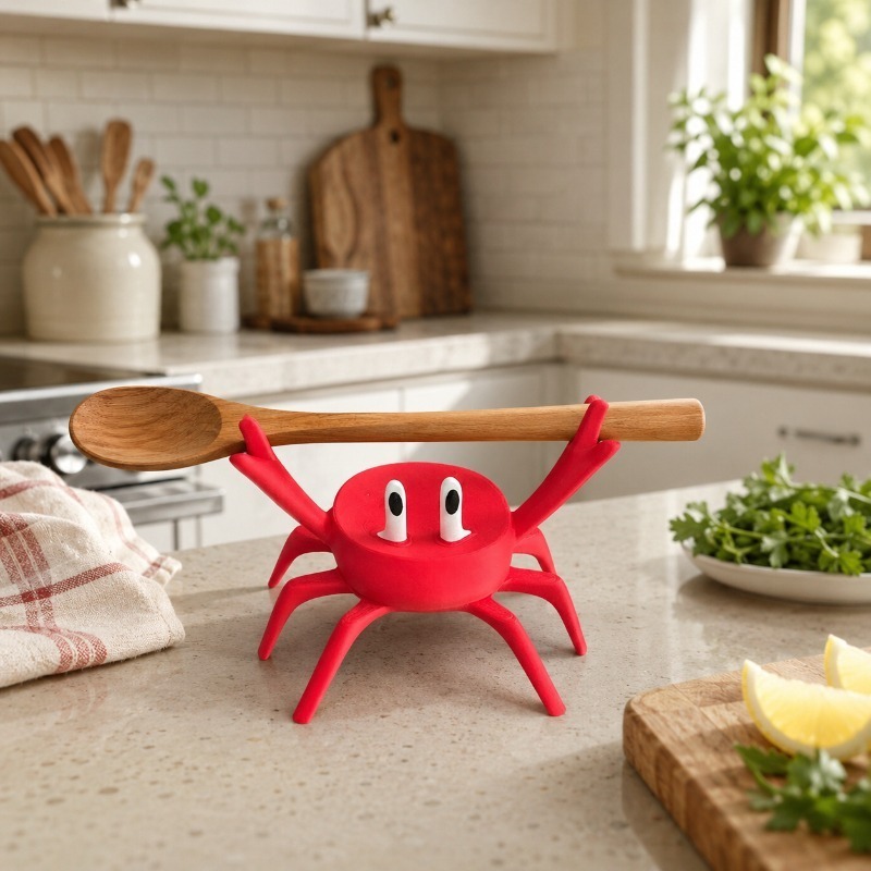 Kitchen Gadgets To Gift - Repose-cuillère en forme de crabe rouge,